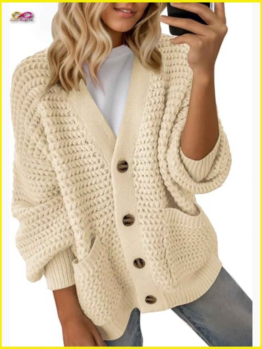 Chunky Knit Open Front Cardigan Long Sleeve Loose Fit V Neck Cozy Layering Piece